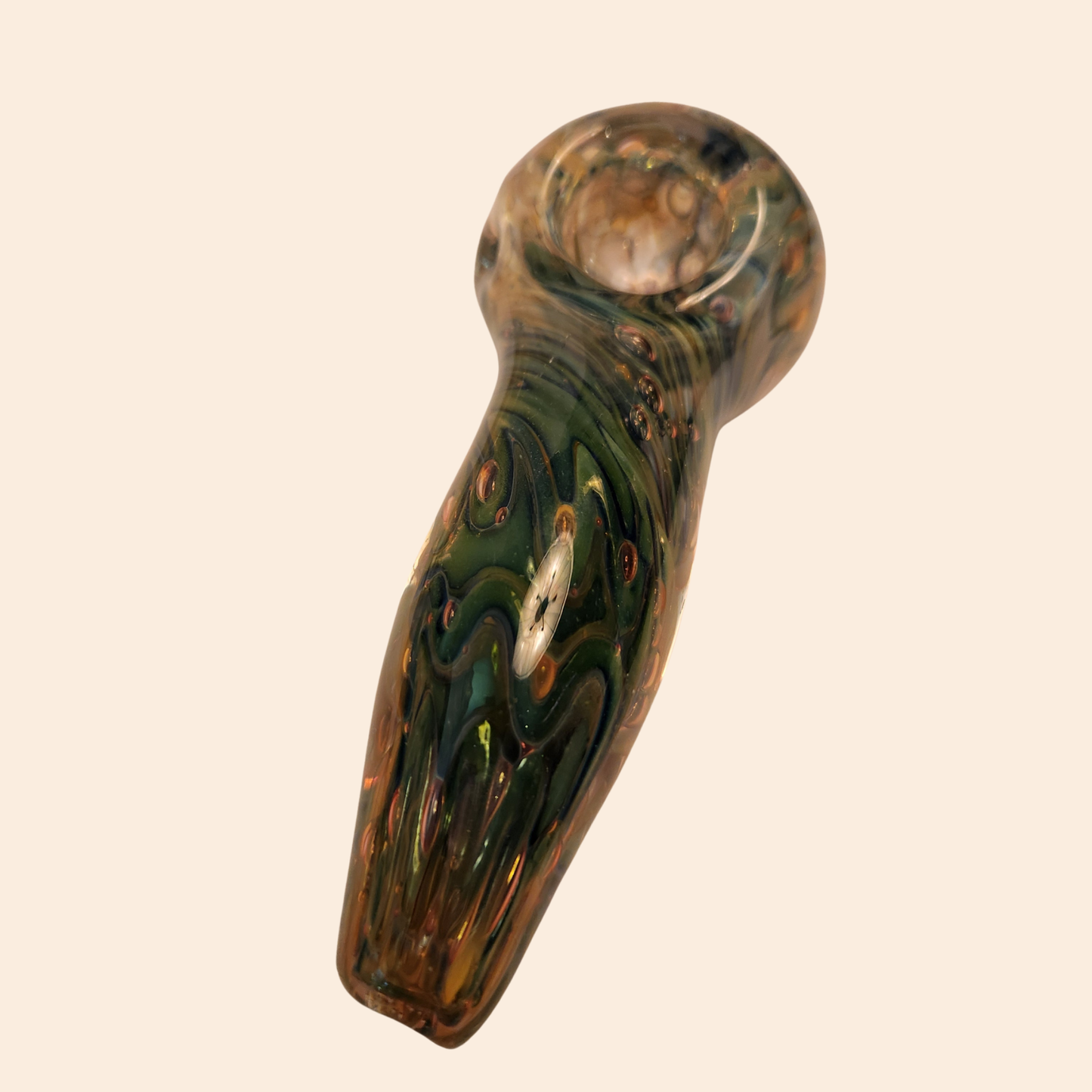 Artistic Blue Green Swirl Hand Pipe with Textured Body