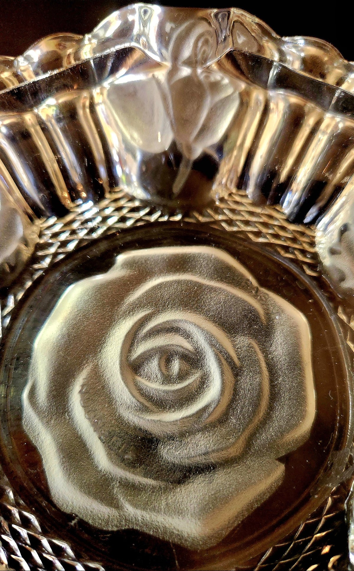 Vintage Pasari Crystal Rose Ashtray
