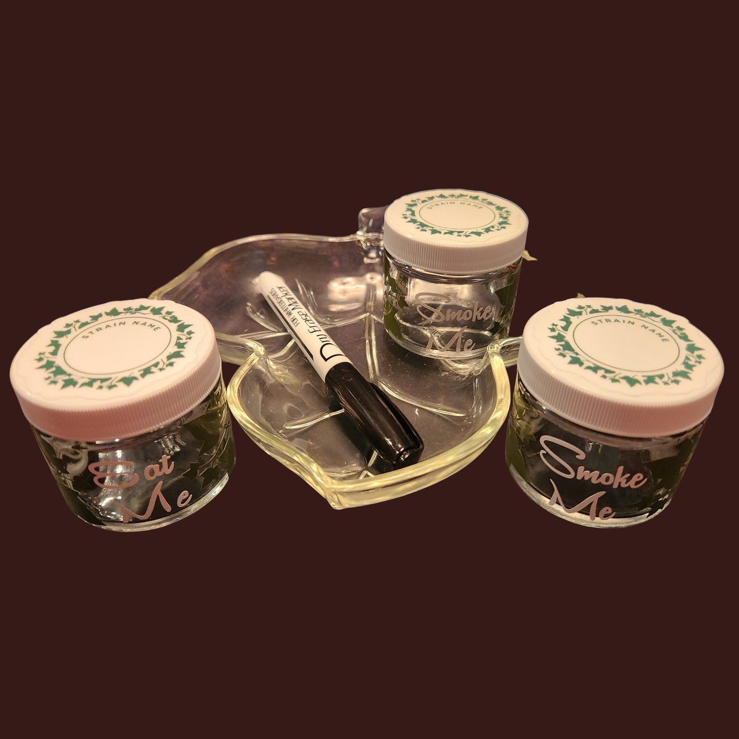 Vintage Ivy Rolling Tray with Jars