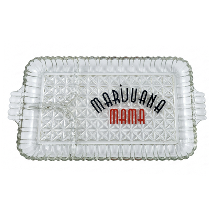 1950s Vintage Crystal Rolling Tray with Storage Jar