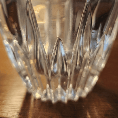 Vintage Crystal Table Lighter — Diamond Cut Glass with Chrome Top, Butane