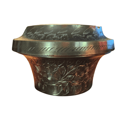 Vintage Hand-Engraved Brass Floral Ashtray